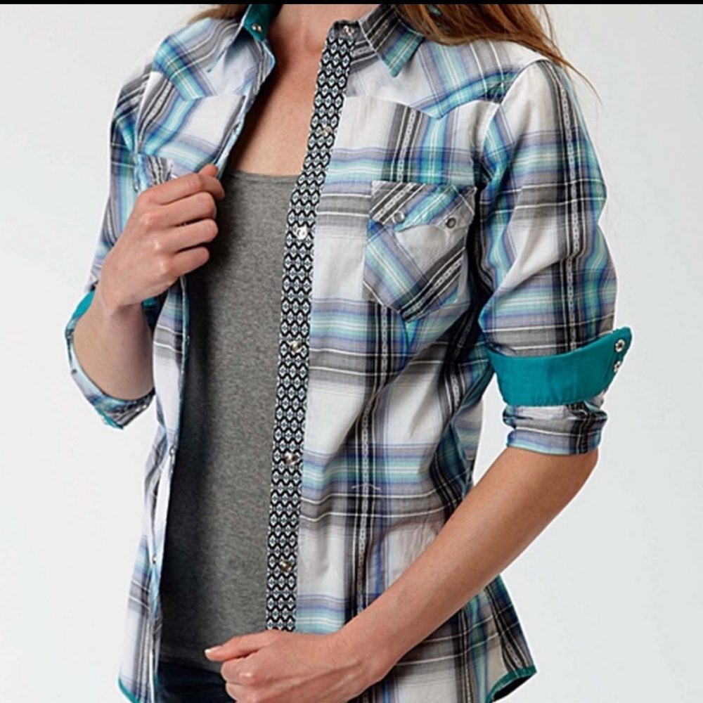 Roper Blue Aviator Plaid Button-Up